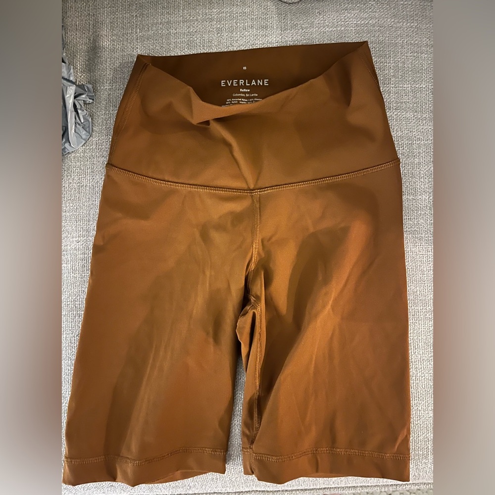 Everlane bike shorts in burnt orange